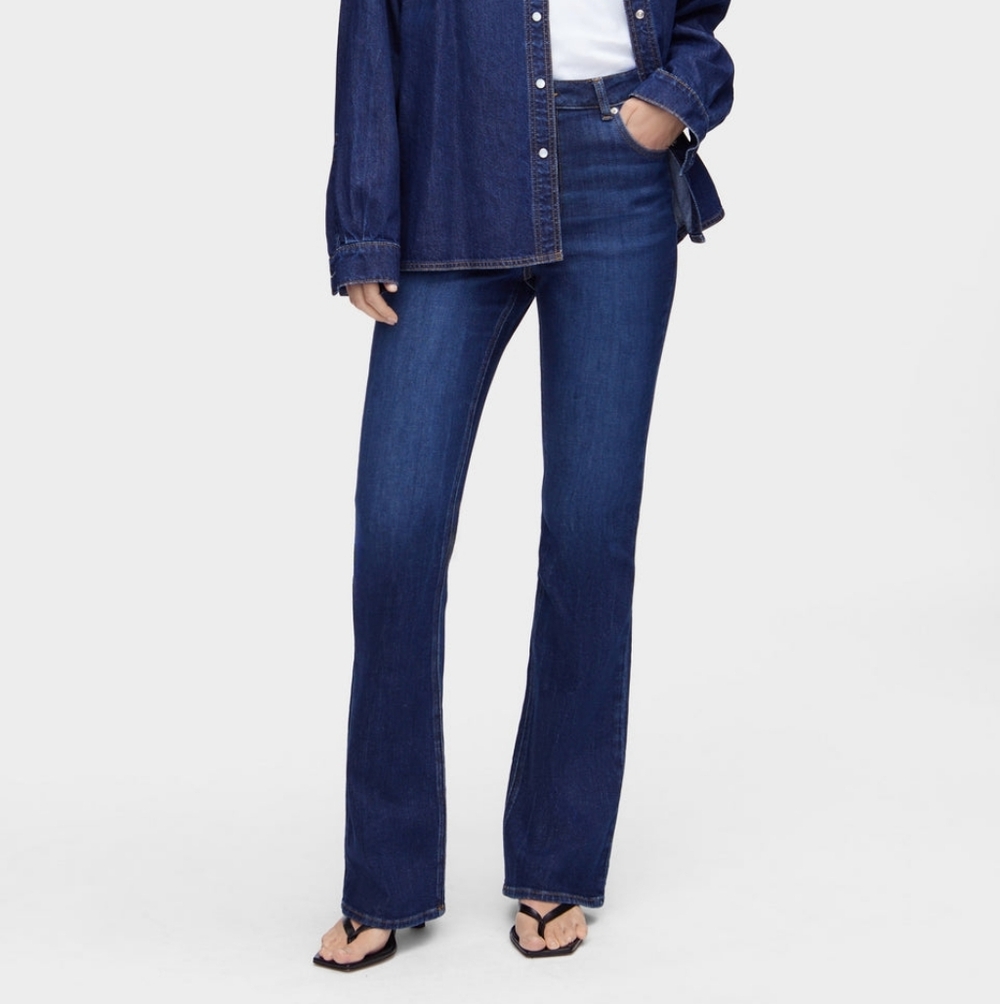 Aligne Denim Slim Flare Ocean Blue Jeans 26 NWT Dark Wash - Picture 3 of 12